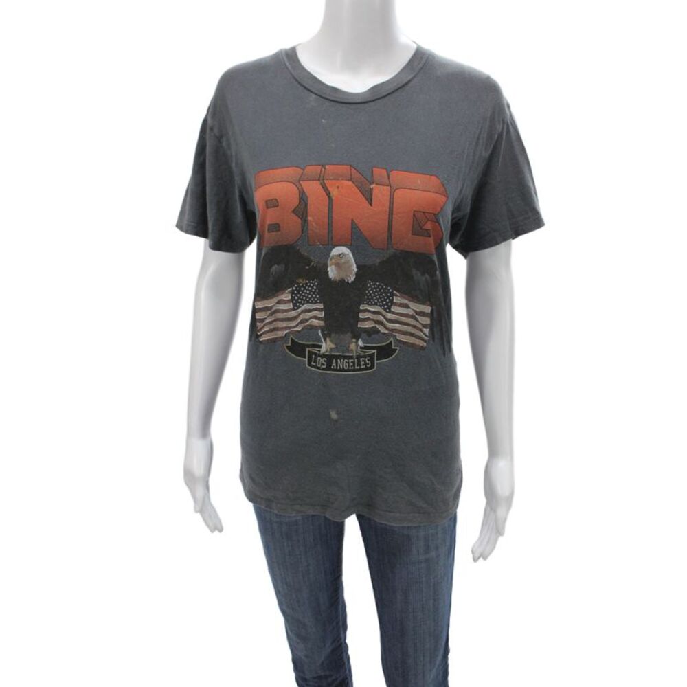 Anine Bing Unisex Dark Gray 90s Graphic Tee 100% Cotton Short Sleeve Size XS